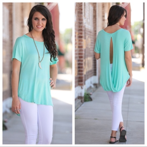 Infinity Raine Tops - "LAST ONE" PRICE REDUCED--Mint Open Back Blouse
